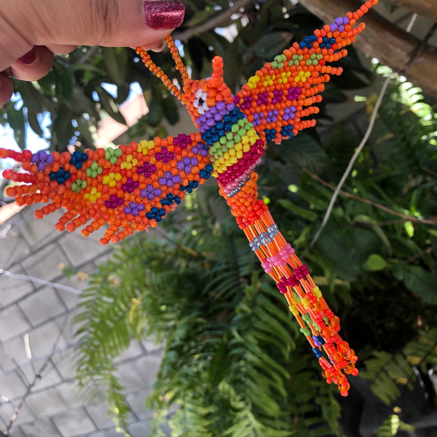 Hummingbird colibrí beaded keychain