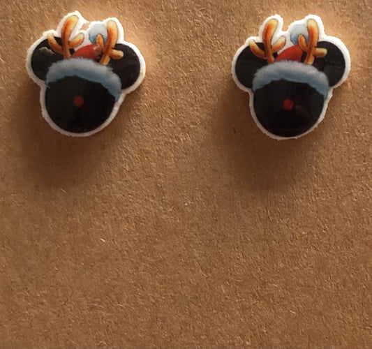 Christmas Mickey Mouse MINI reindeer stud earrings