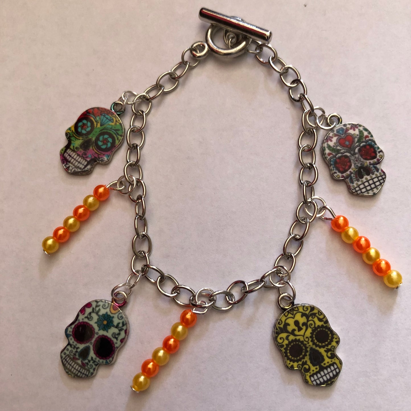 Día De Muertos Skull Calavera Charm Bracelet