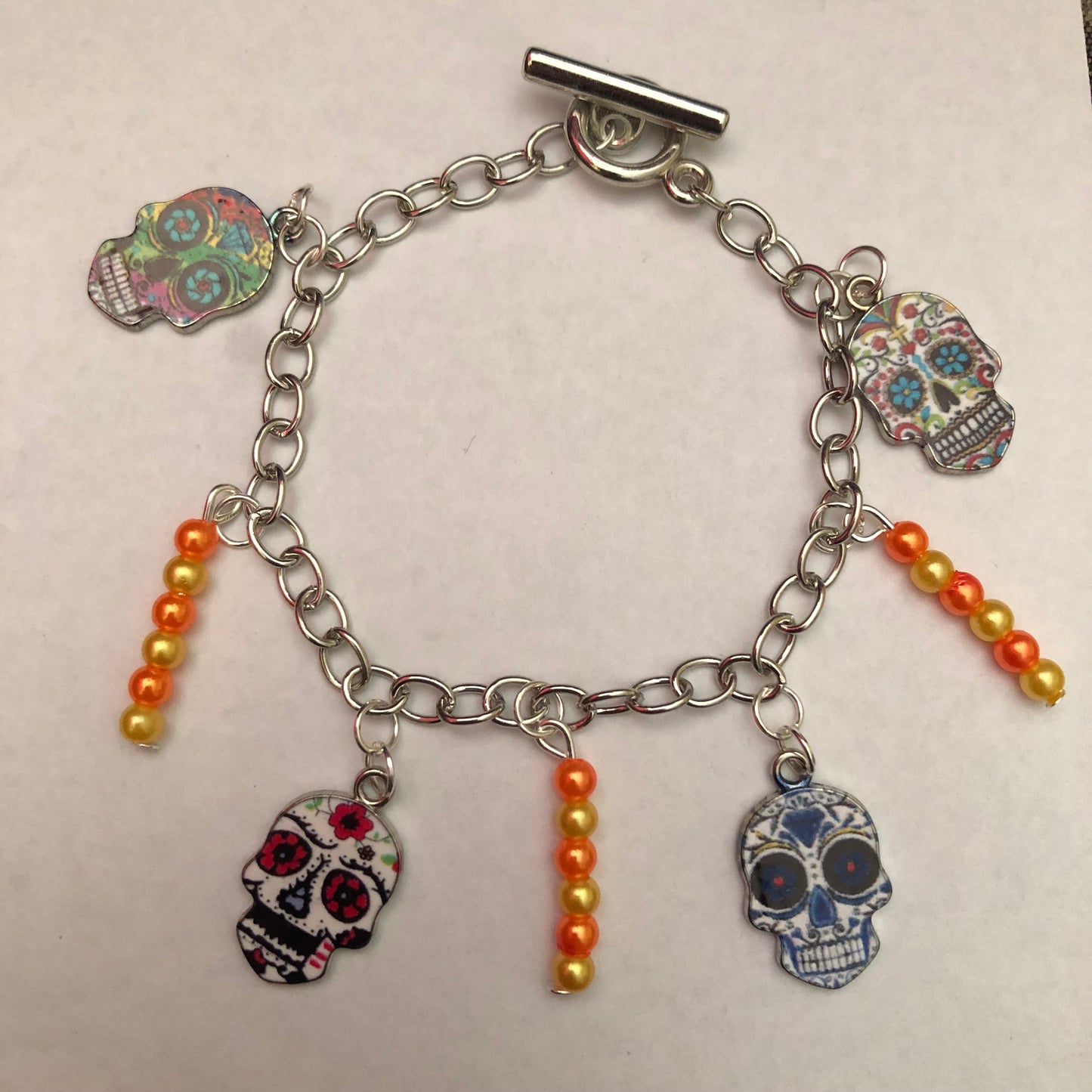 Día De Muertos Skull Calavera Charm Bracelet