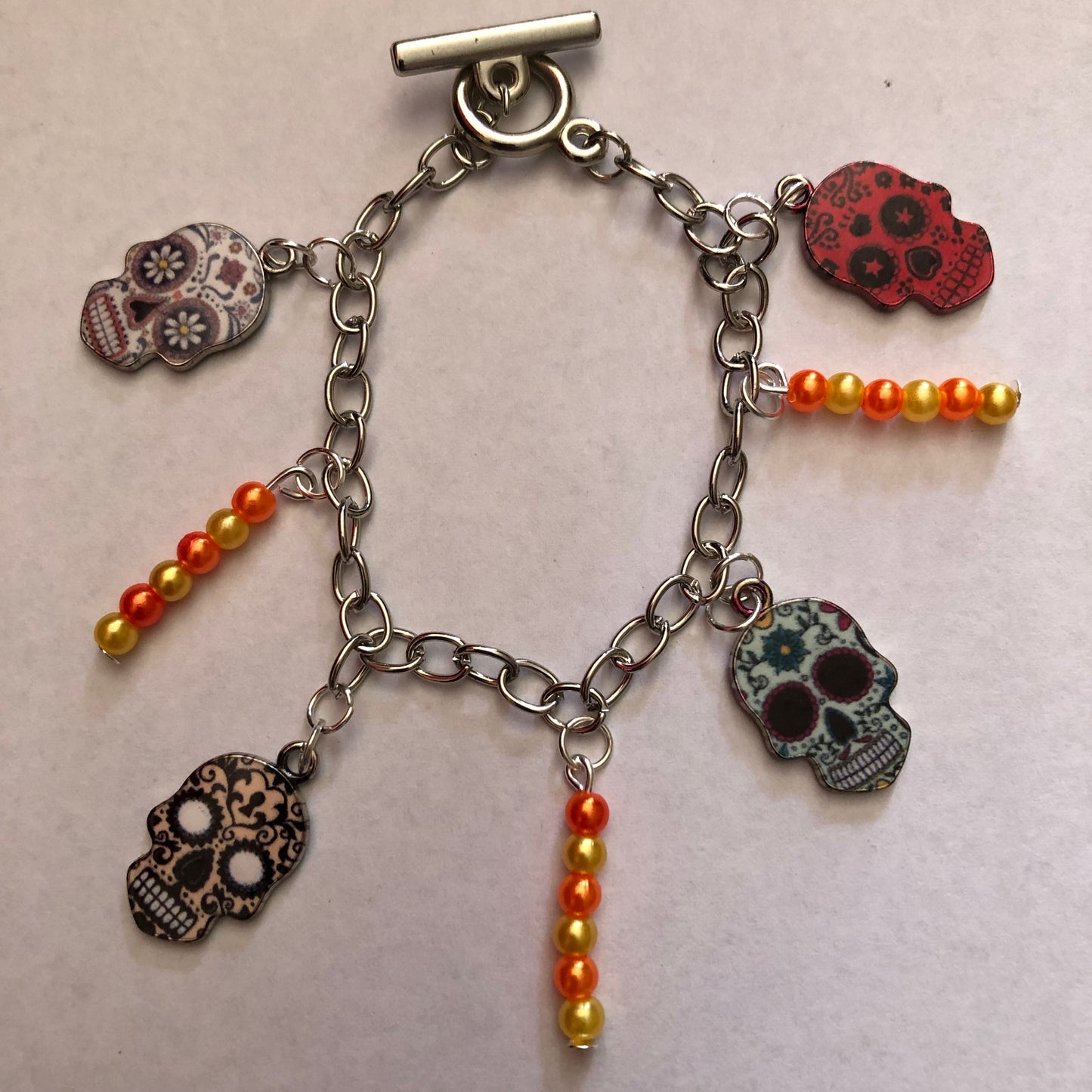 Día De Muertos Skull Calavera Charm Bracelet