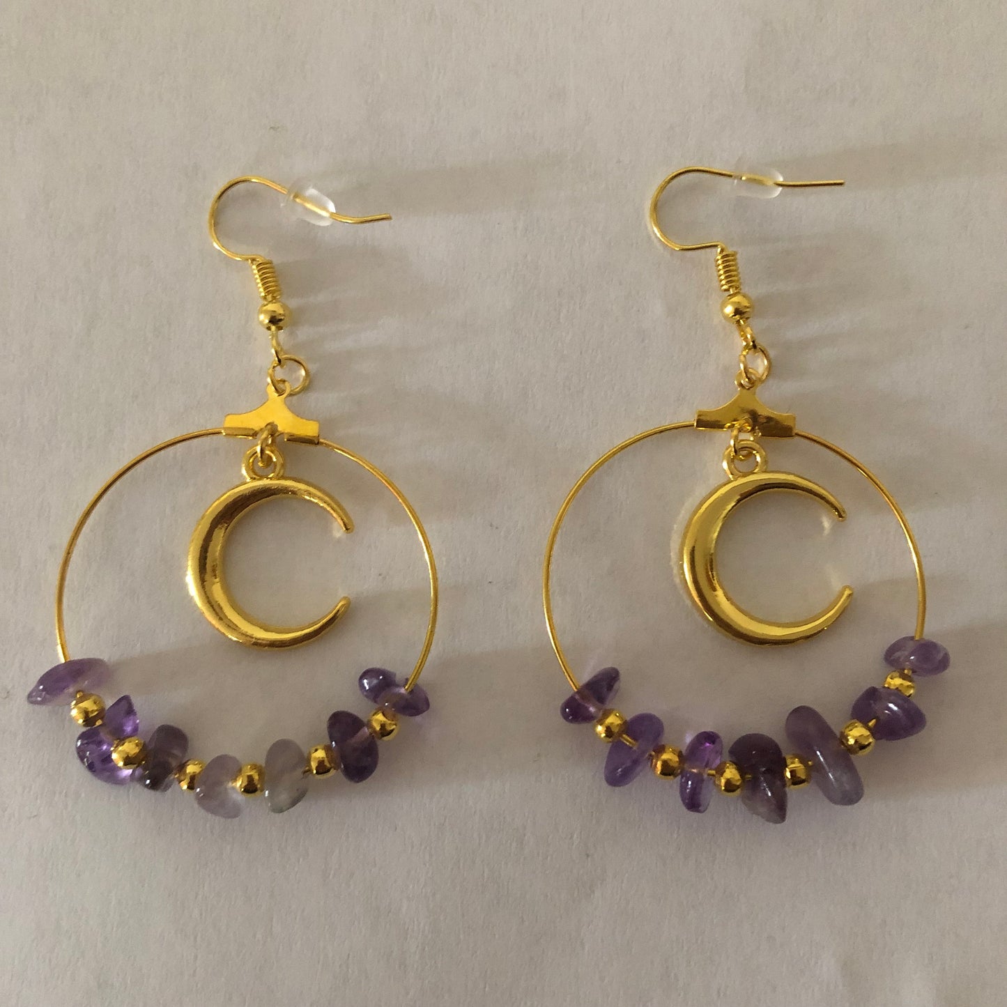 Moon hoop gemstone earrings