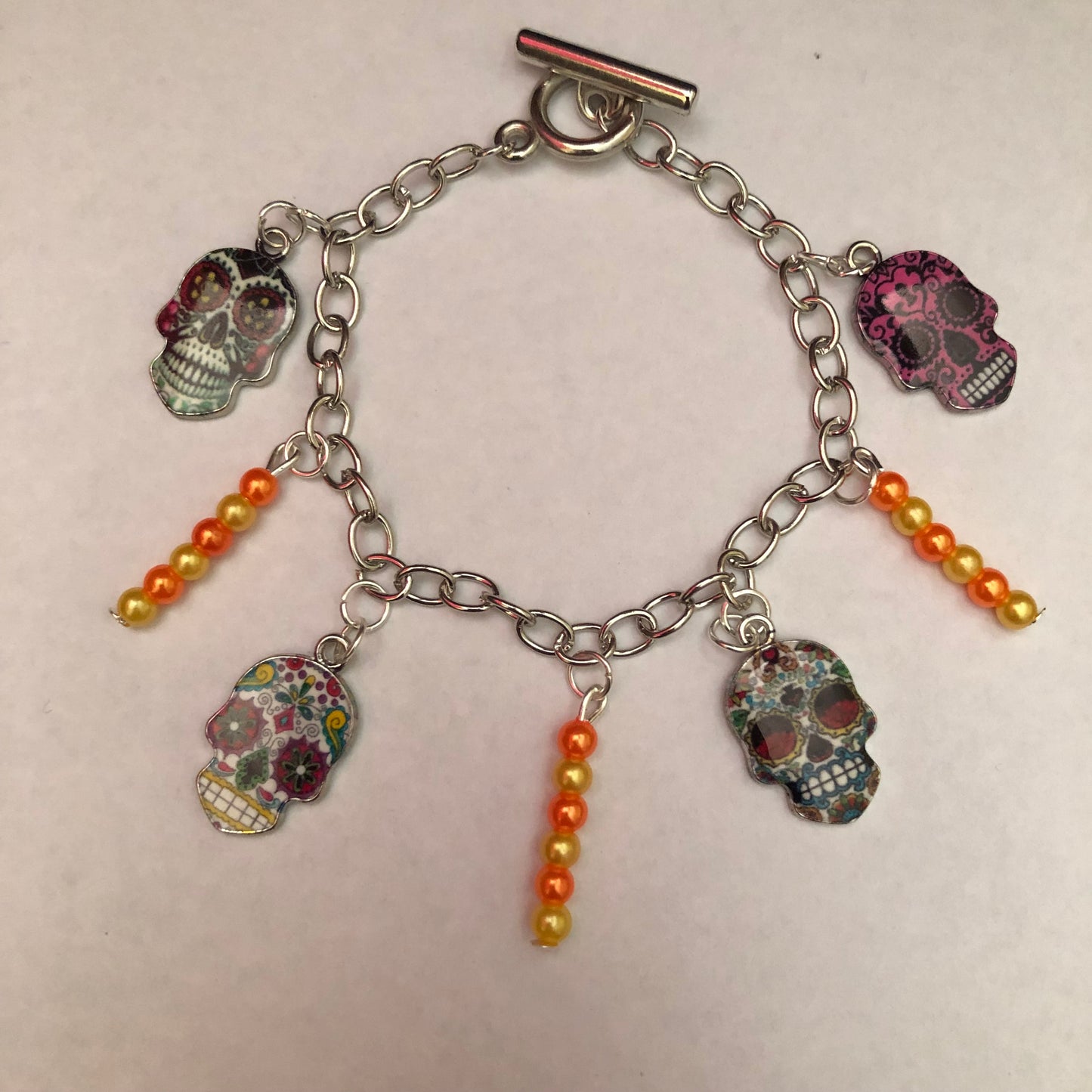 Día De Muertos Skull Calavera Charm Bracelet