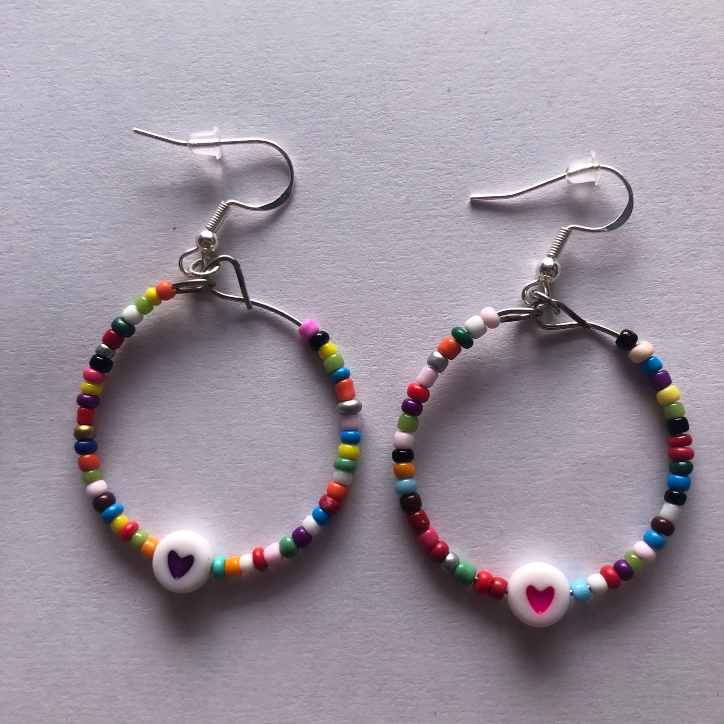 Valentine’s Day colorful hoop earrings with heart