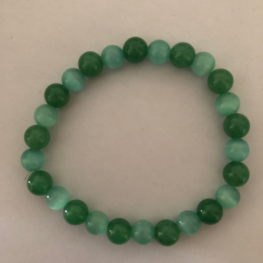 Green Aventurine and Cats Eye Bracelet