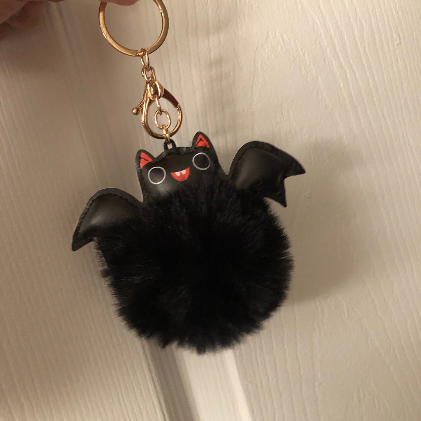 Halloween Spooky Bat Pom Pom Keychain