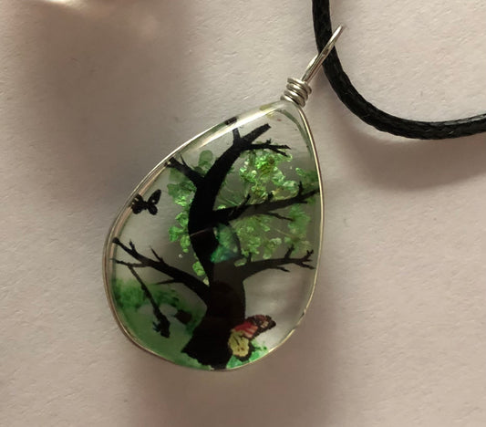 Resin Life tree necklace