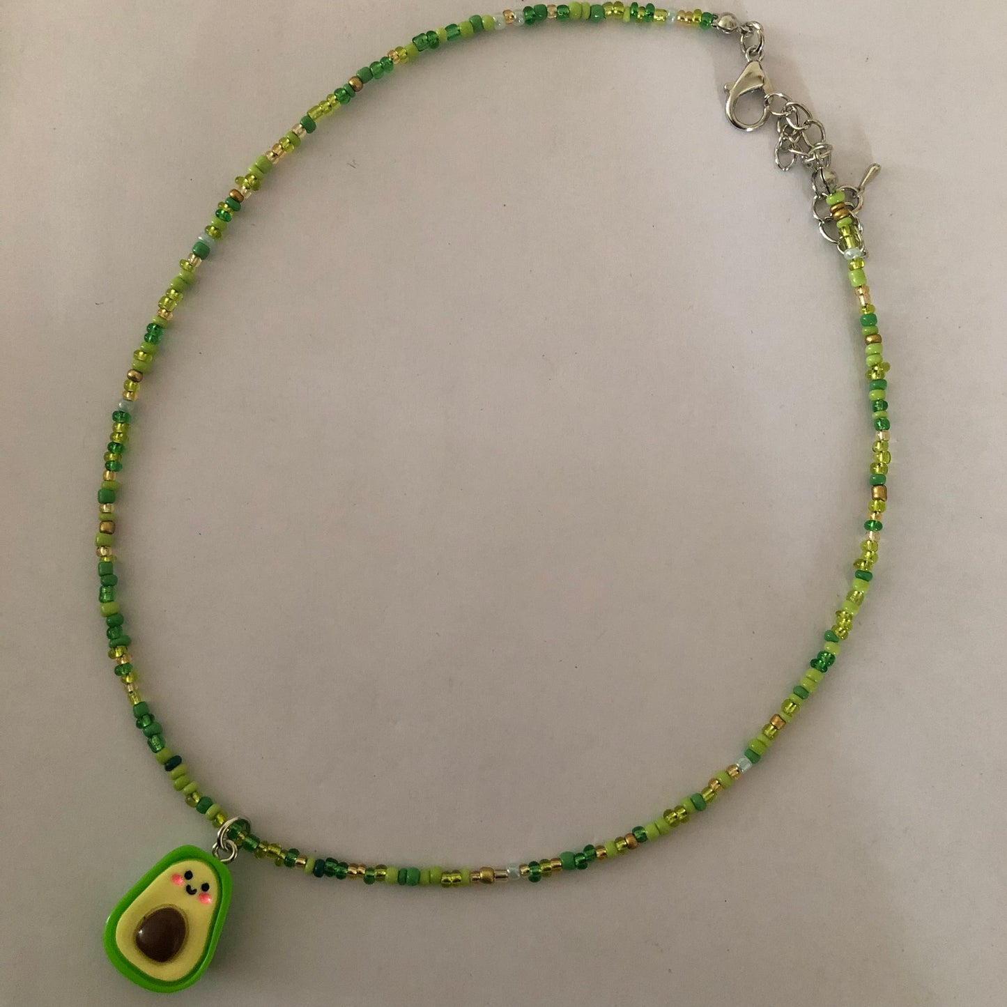 Aguacate Avocado Glass seed beaded choker necklace