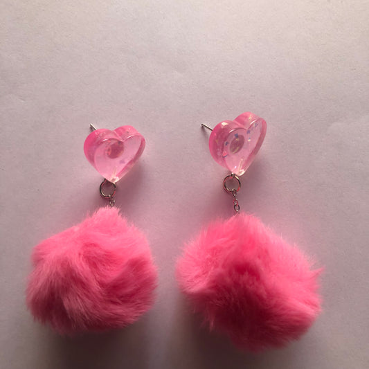 Pom Pom Heart y2k earrings