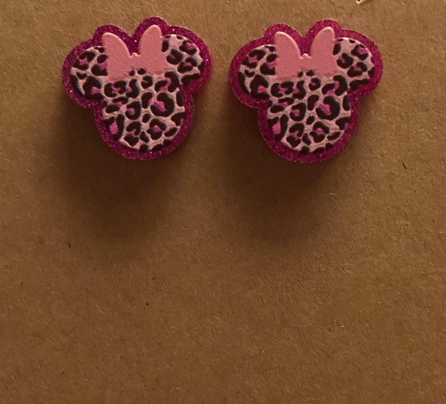 Leopard print Minnie Mouse head y2k stud earrings