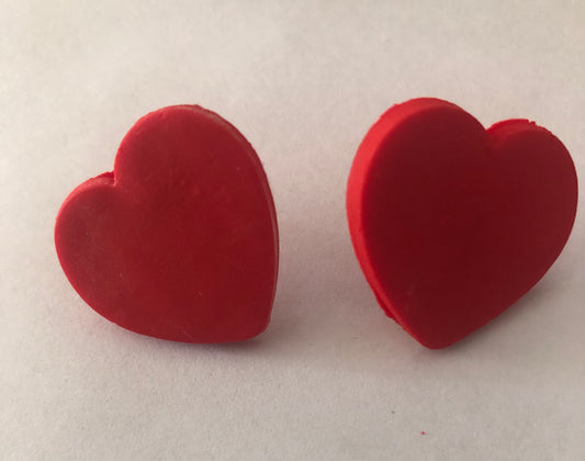 Valentines Day Heart-shaped polymer clay stud earrings