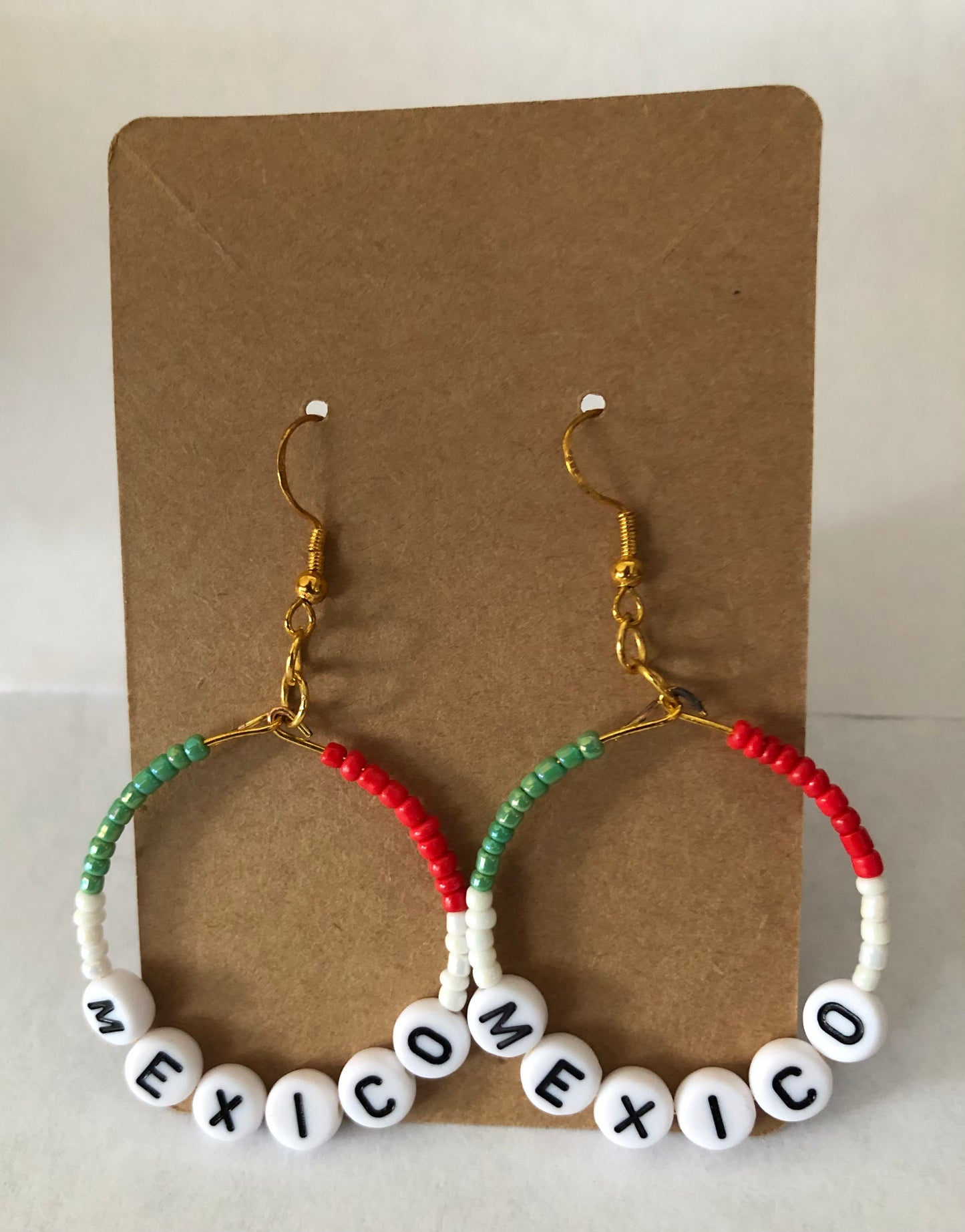 Beaded MEXICO hoop earrings