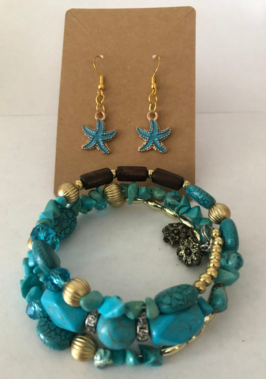 Jewelry set | Wire wrapped bracelet and earrings