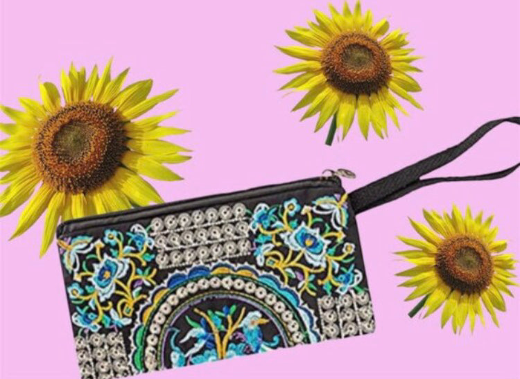 Mexican embroidered wristlet