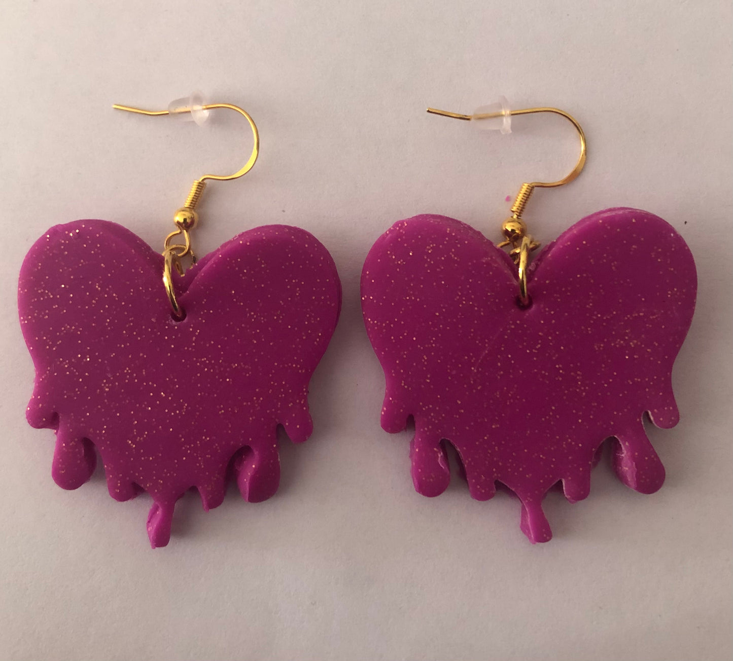 Heart-shaped polymer clay earrings