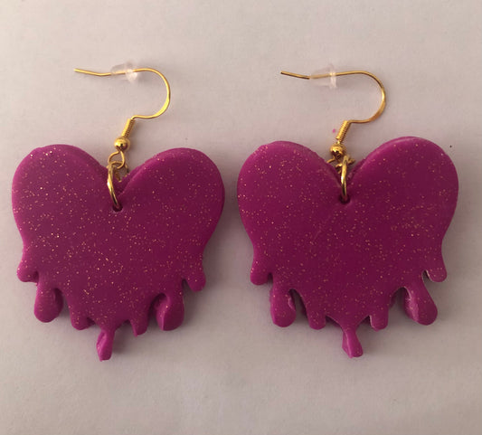 Valentines Day Heart-shaped polymer clay earrings