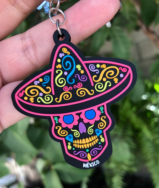 Mexican colorful skull Calavera keychain