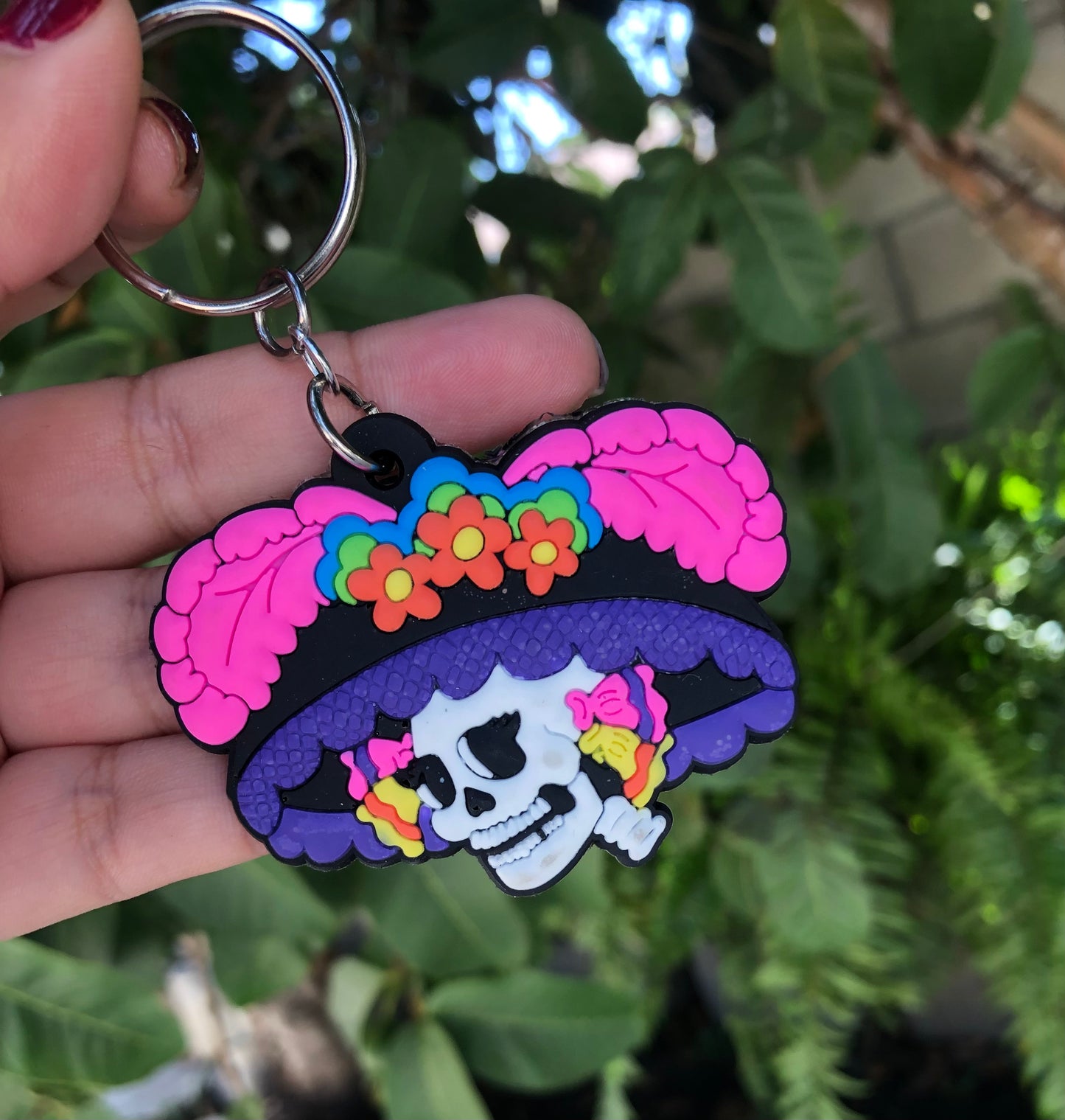 Mexican colorful skull Calavera keychain
