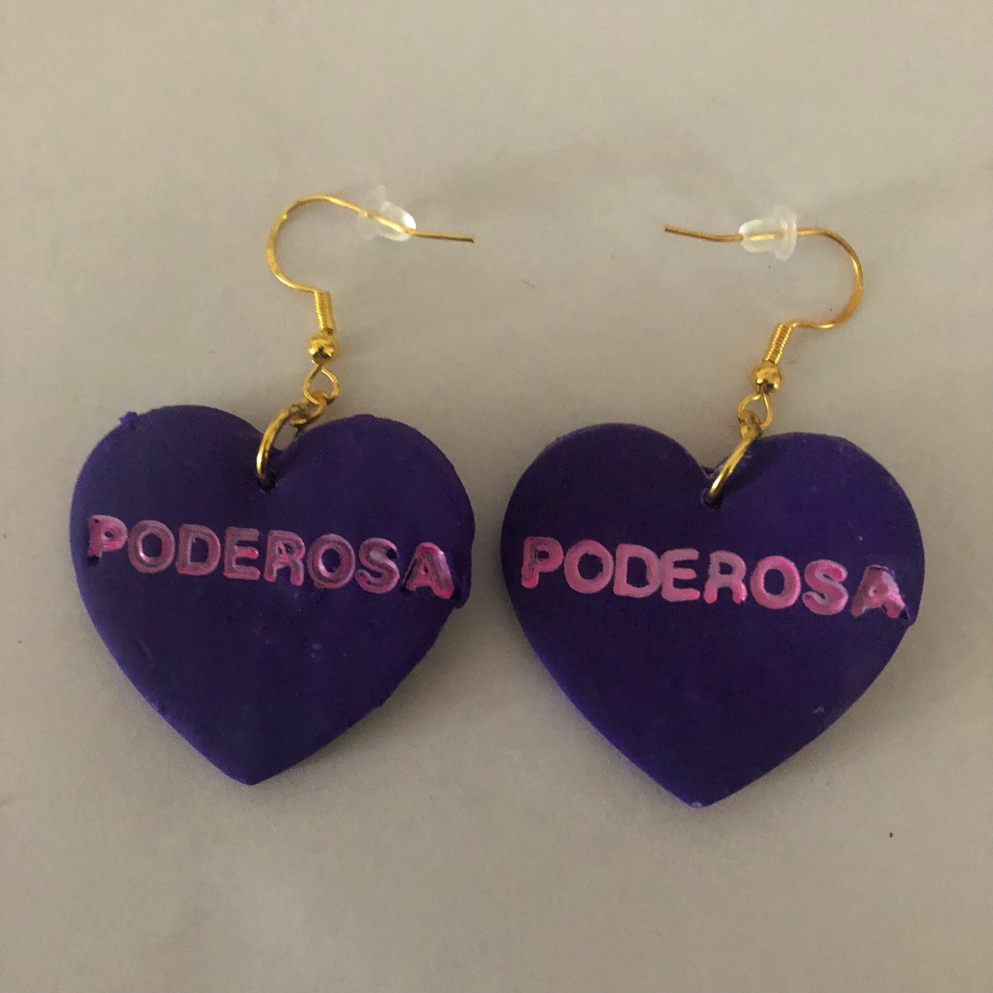 Poderosa polymer clay heart-shaped earrings